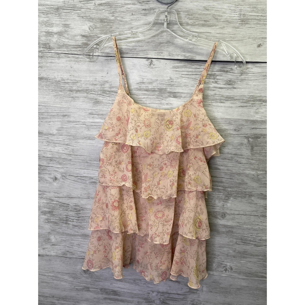 Gap Womens Pink Floral Ruffle Camisole‎ Tank Adjustable Chiffon Top 824558-01 S